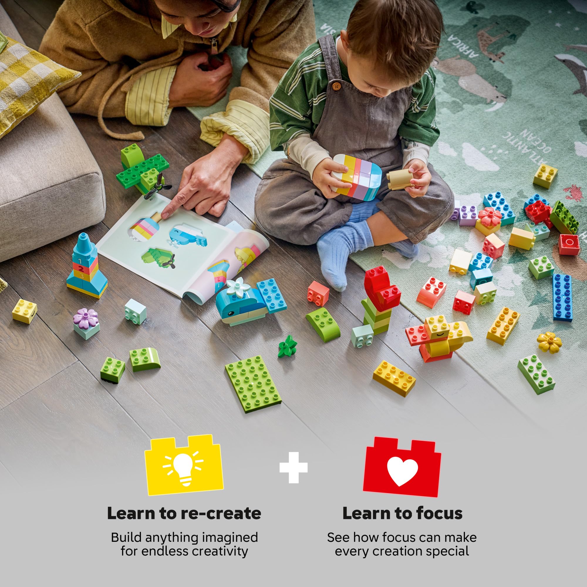 LEGO DUPLO duck model close-up demonstrating easy assembly and toddler-friendly size