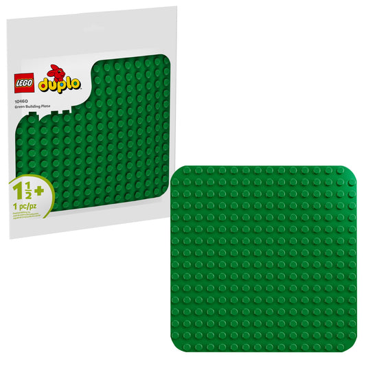LEGO DUPLO green building plate base supports sturdy play and display.