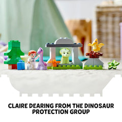 LEGO DUPLO Jurassic World Claire Dearing figure supports guardian-style play scenes.