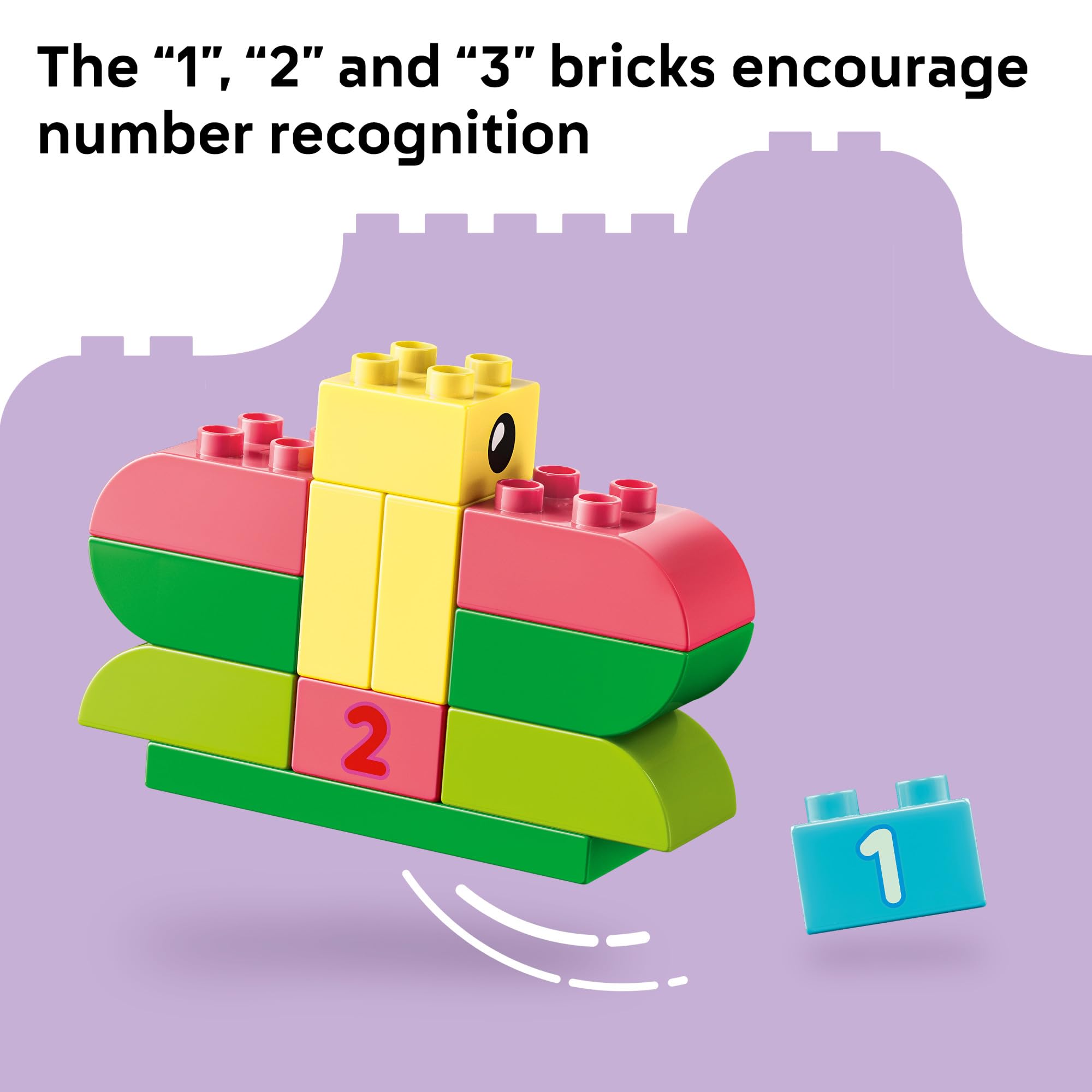 LEGO DUPLO numbered bricks detail for early counting practice and learning support