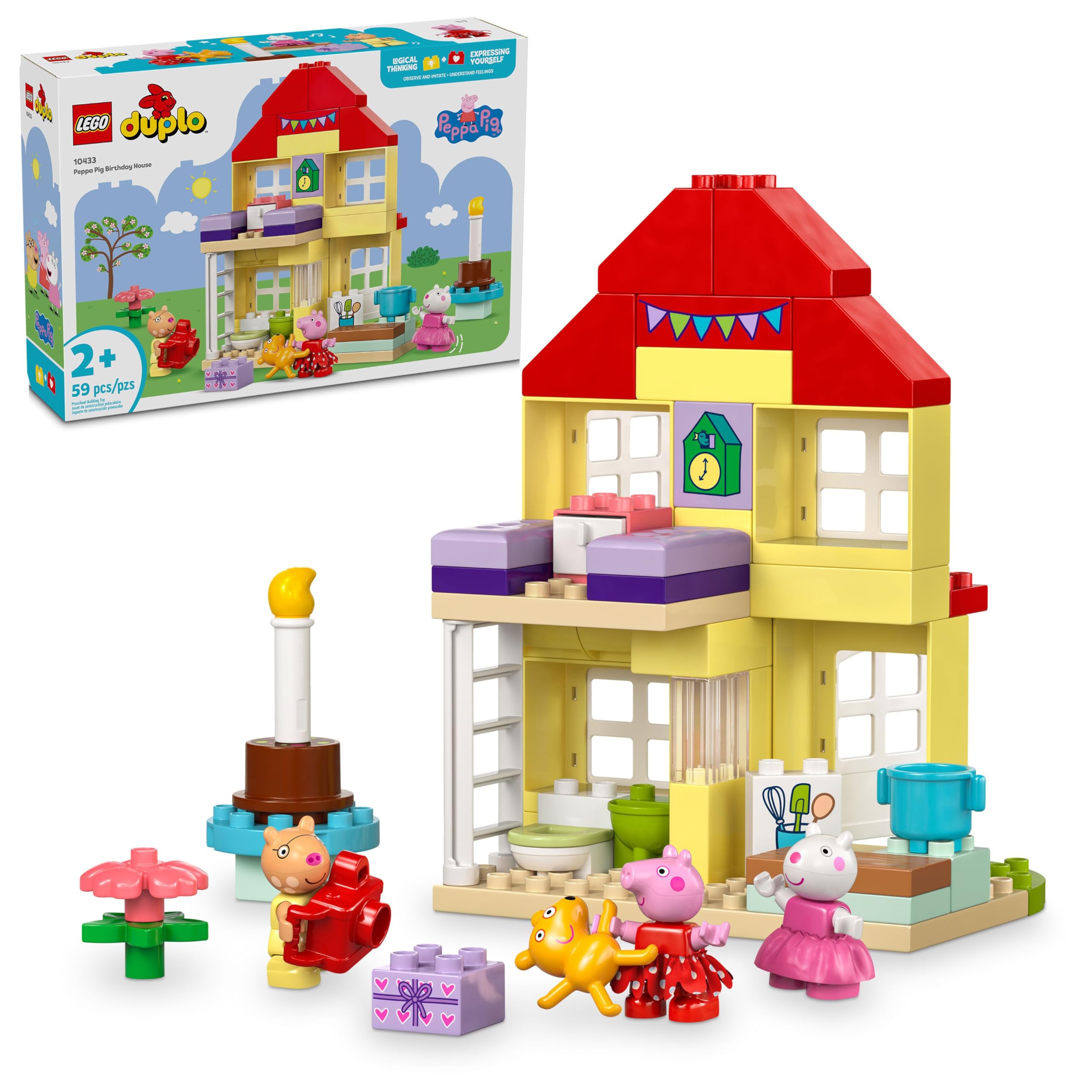 LEGO DUPLO Peppa Pig Birthday House front view for collaborative play