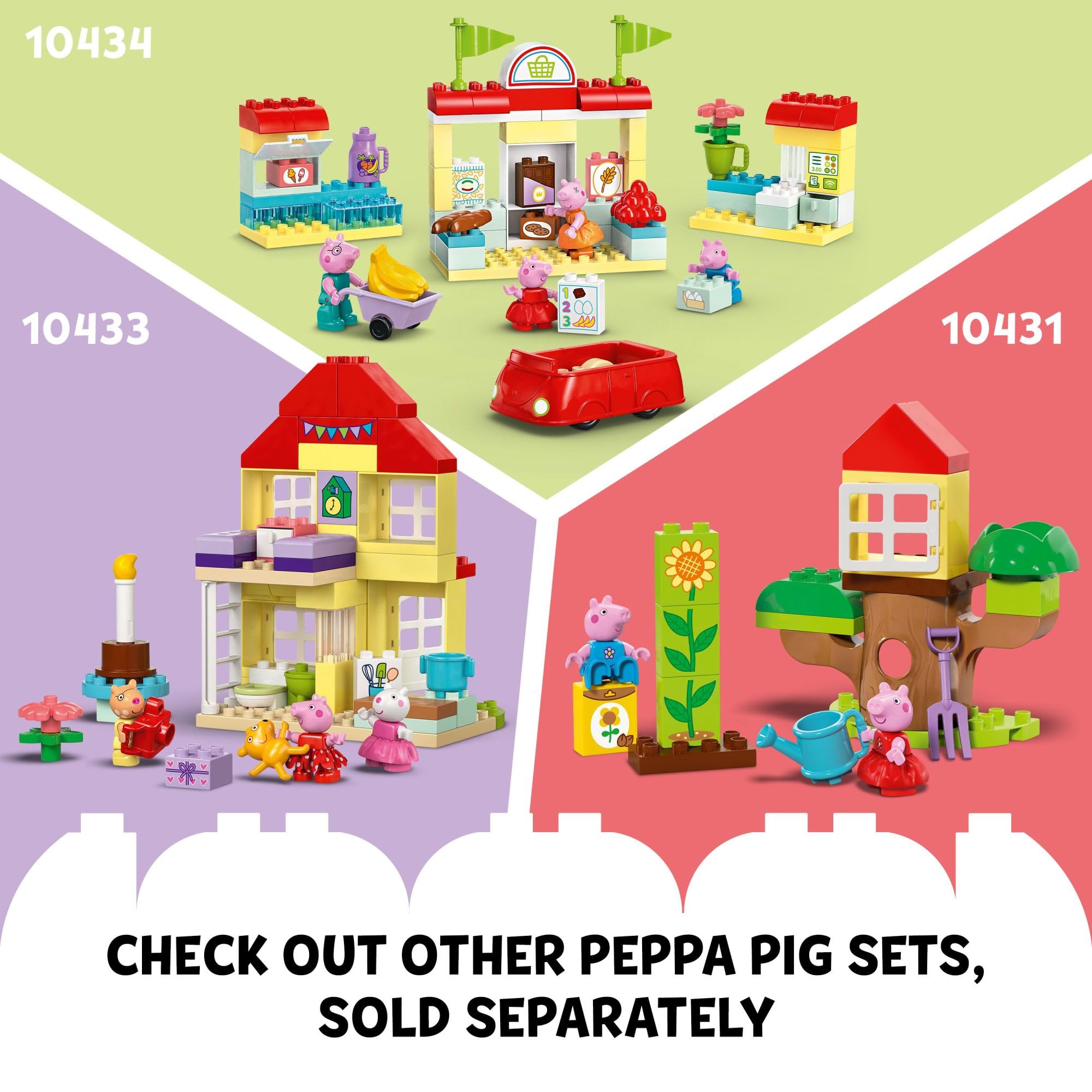 LEGO DUPLO Peppa Pig 23-piece set supports hands-on building and imaginative sequences.