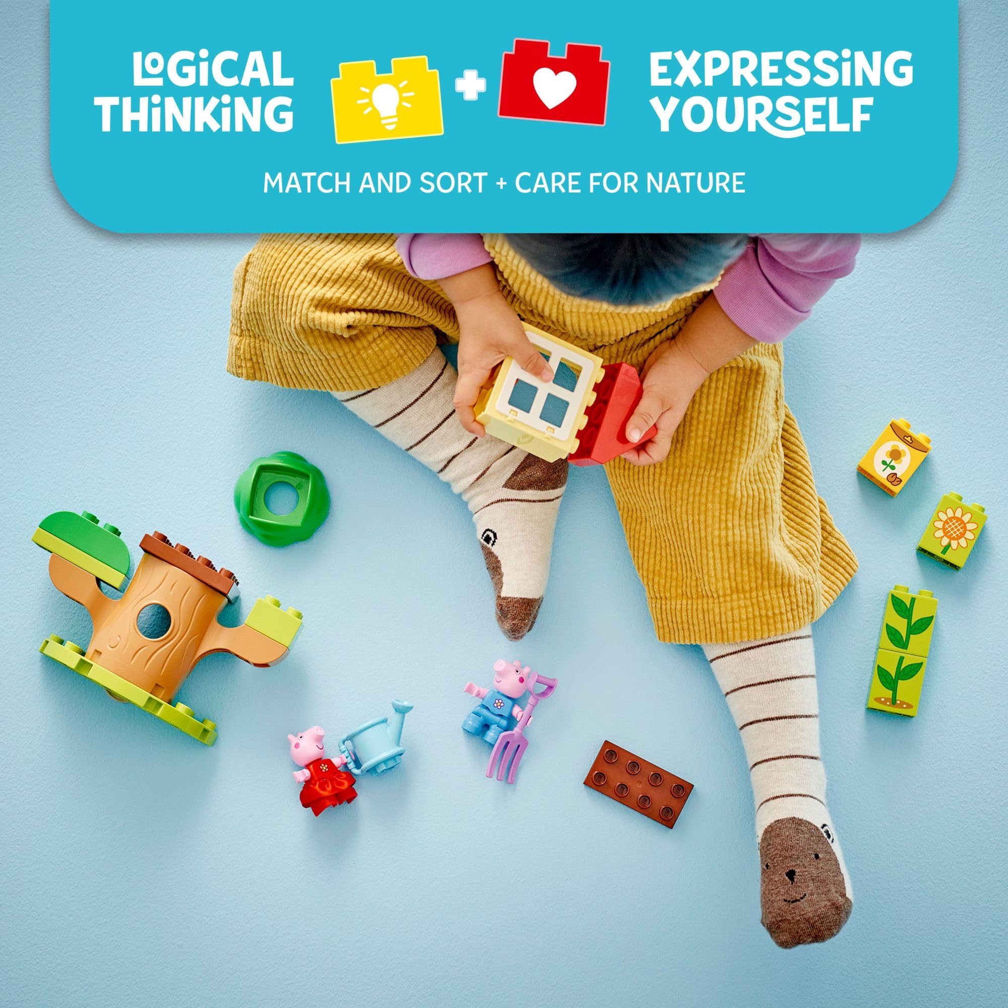 LEGO DUPLO Peppa Pig tree house with hinged window invites storytelling and exploration.