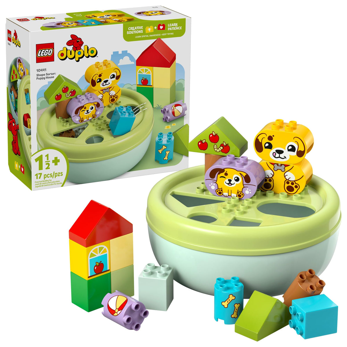 LEGO DUPLO Puppy House sorter with colorful bricks for toddlers.