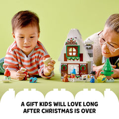 LEGO DUPLO Santa’s Gingerbread House boy and girl figures expand social play possibilities.