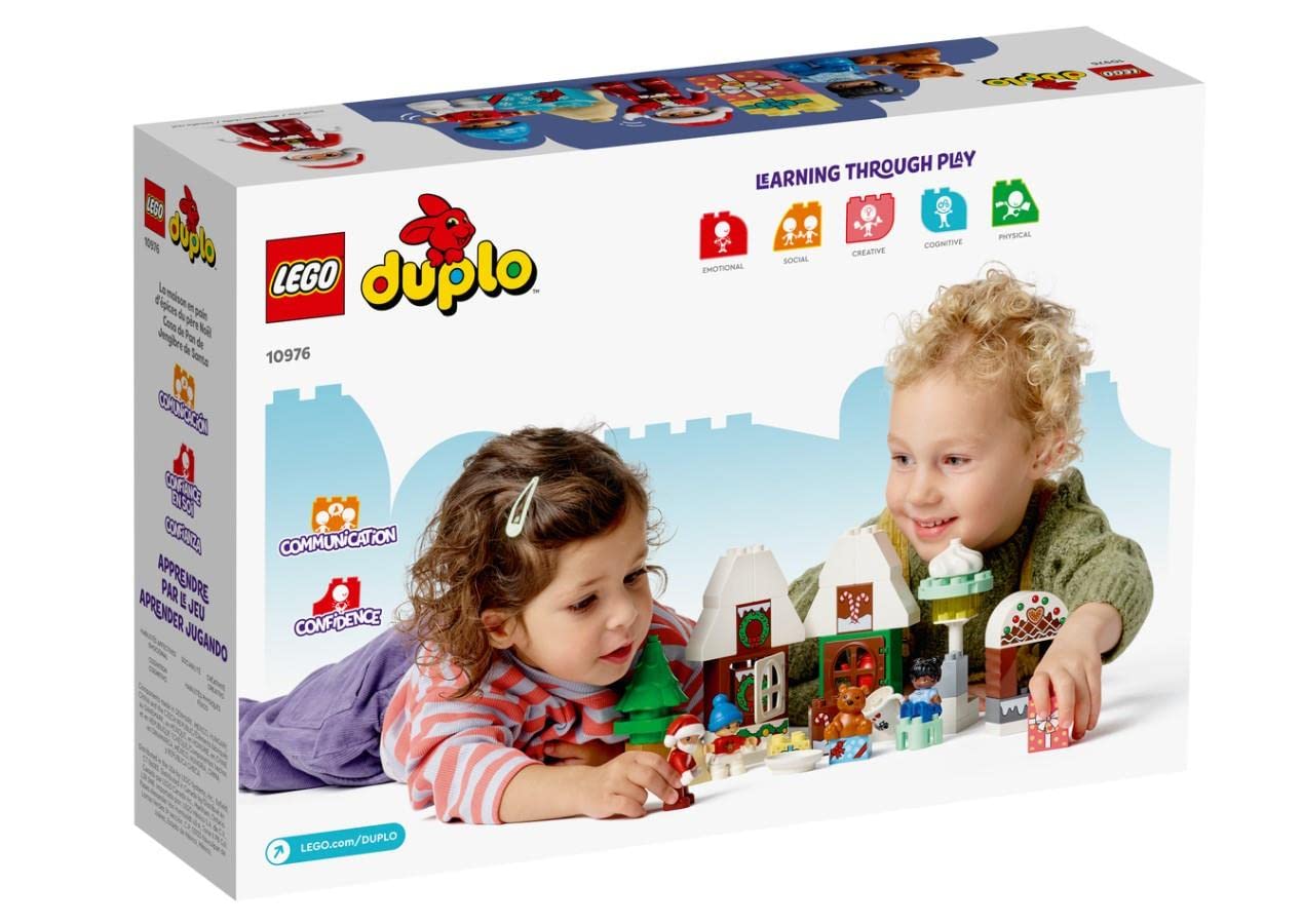 LEGO DUPLO snowy cottage exterior for winter play and scenery.