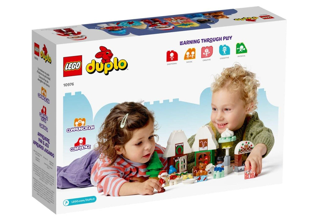 LEGO DUPLO snowy cottage exterior for winter play and scenery.