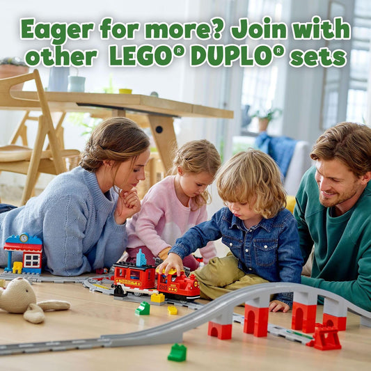 LEGO DUPLO Steam Train displaying lights and horn when action bricks trigger