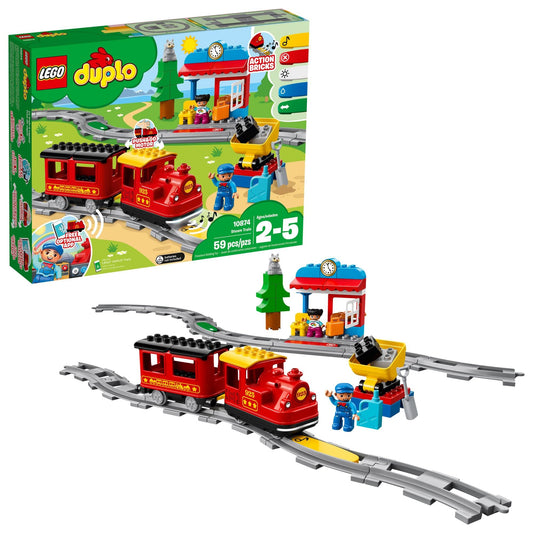 LEGO DUPLO Steam Train with Push & Go motor for easy starts and stops
