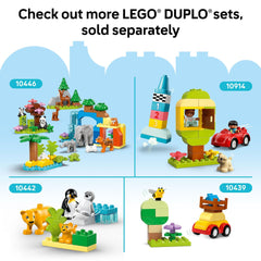 LEGO DUPLO green base plate supports toddlers' imaginative play.