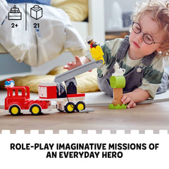 LEGO DUPLO Town Fire Truck 10969 ladder action for cooperative play and problem solving
