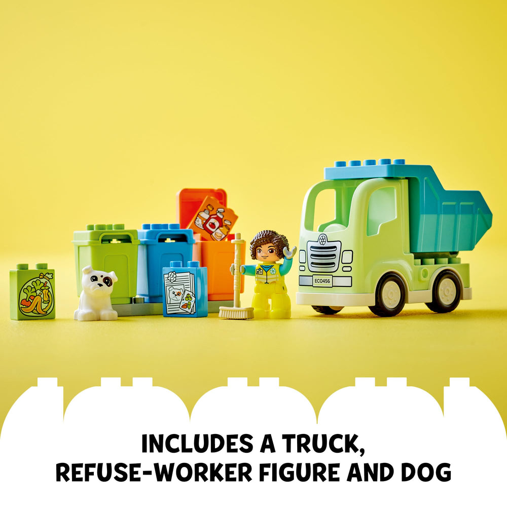 LEGO DUPLO Town Recycling Truck 10987 garbage worker figure enhances realistic workplace play