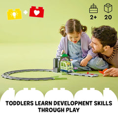 LEGO DUPLO Town Train Tracks 10 Pieces image highlighting extended track for longer routes.