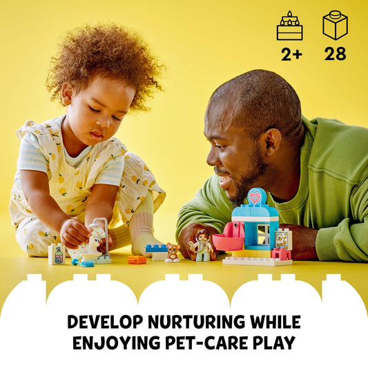 LEGO DUPLO Vet Clinic cat figure for compassionate pretend care