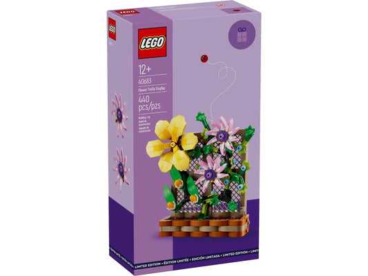 LEGO Flower Trellis Display 40683 side view showing trellis weave and greenery