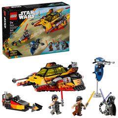 LEGO Star Wars The Force Burner Snowspeeder front view highlights flame decals for standout display.