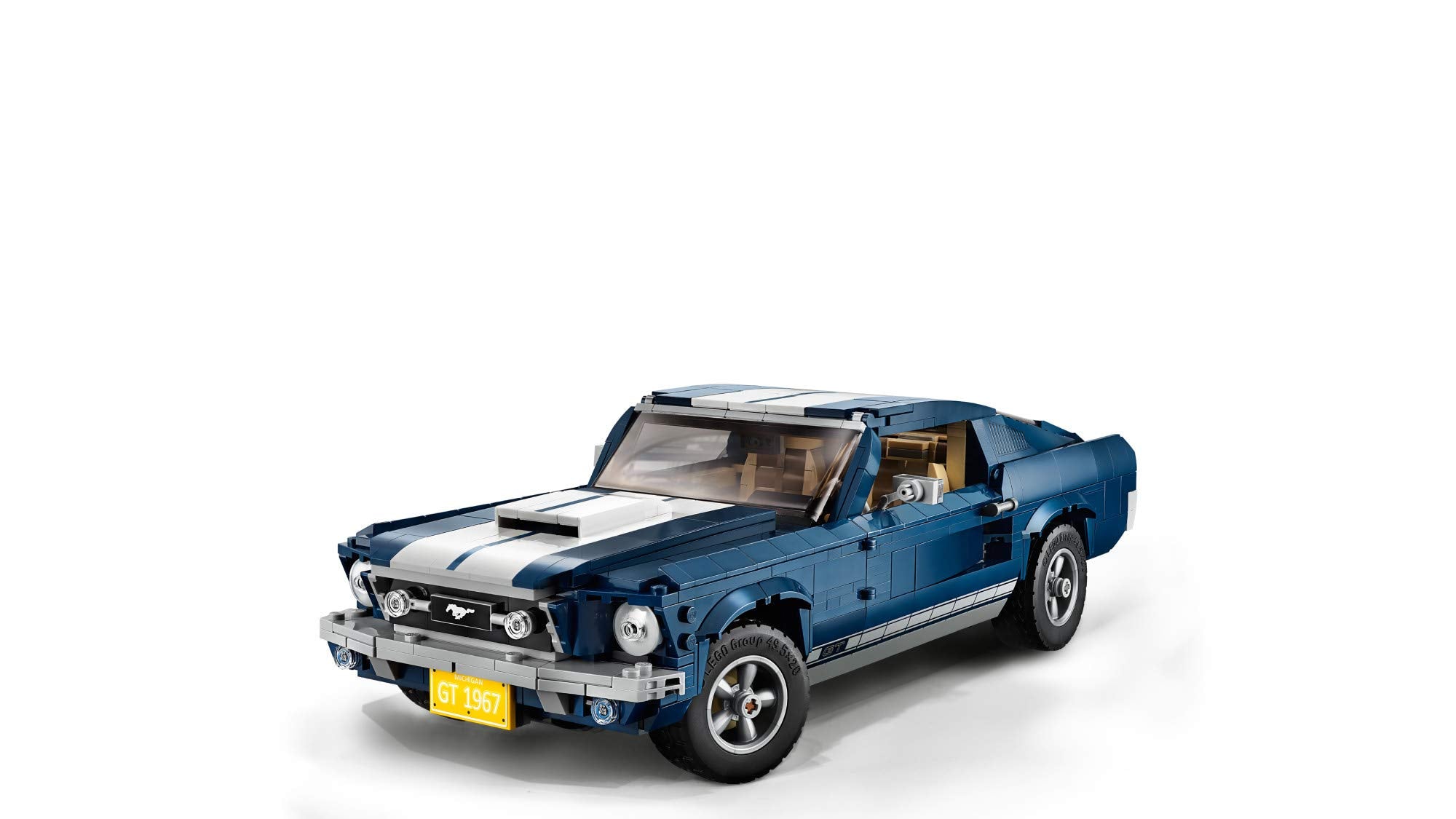 LEGO Ford Mustang GT grille badge and GT emblems highlight authenticity.