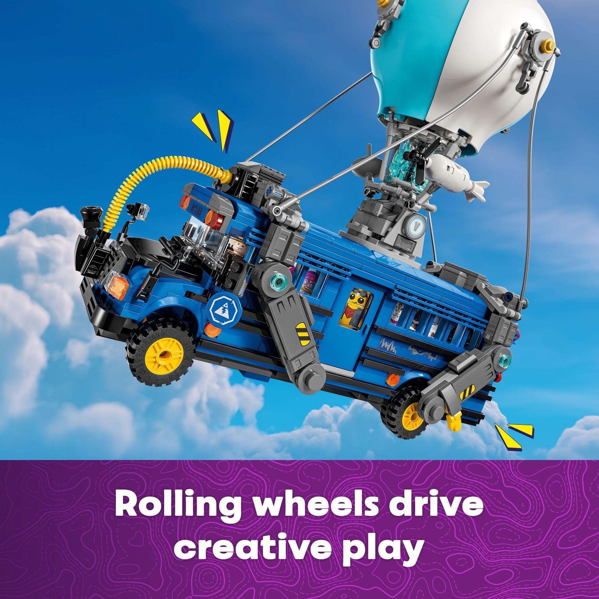 LEGO Fortnite Battle Bus removable roof enables easy figure access