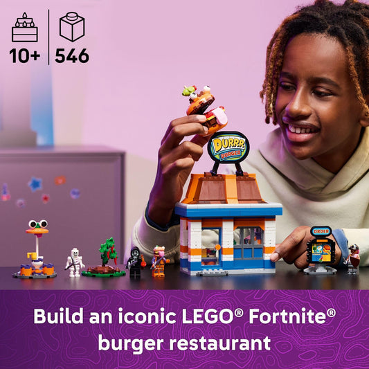 LEGO Fortnite Durrr Burger interior with condiment station boosts creative role play.