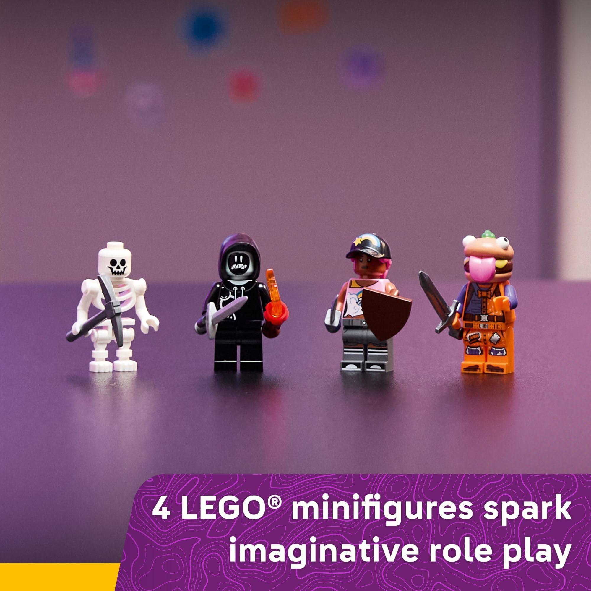 LEGO Fortnite Durrr Burger minifigures lineup enables epic battles and stories.