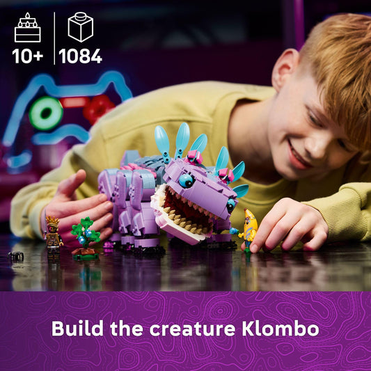 LEGO Fortnite Klombo with Peely and Oro riding on its back for authentic in-game vibes