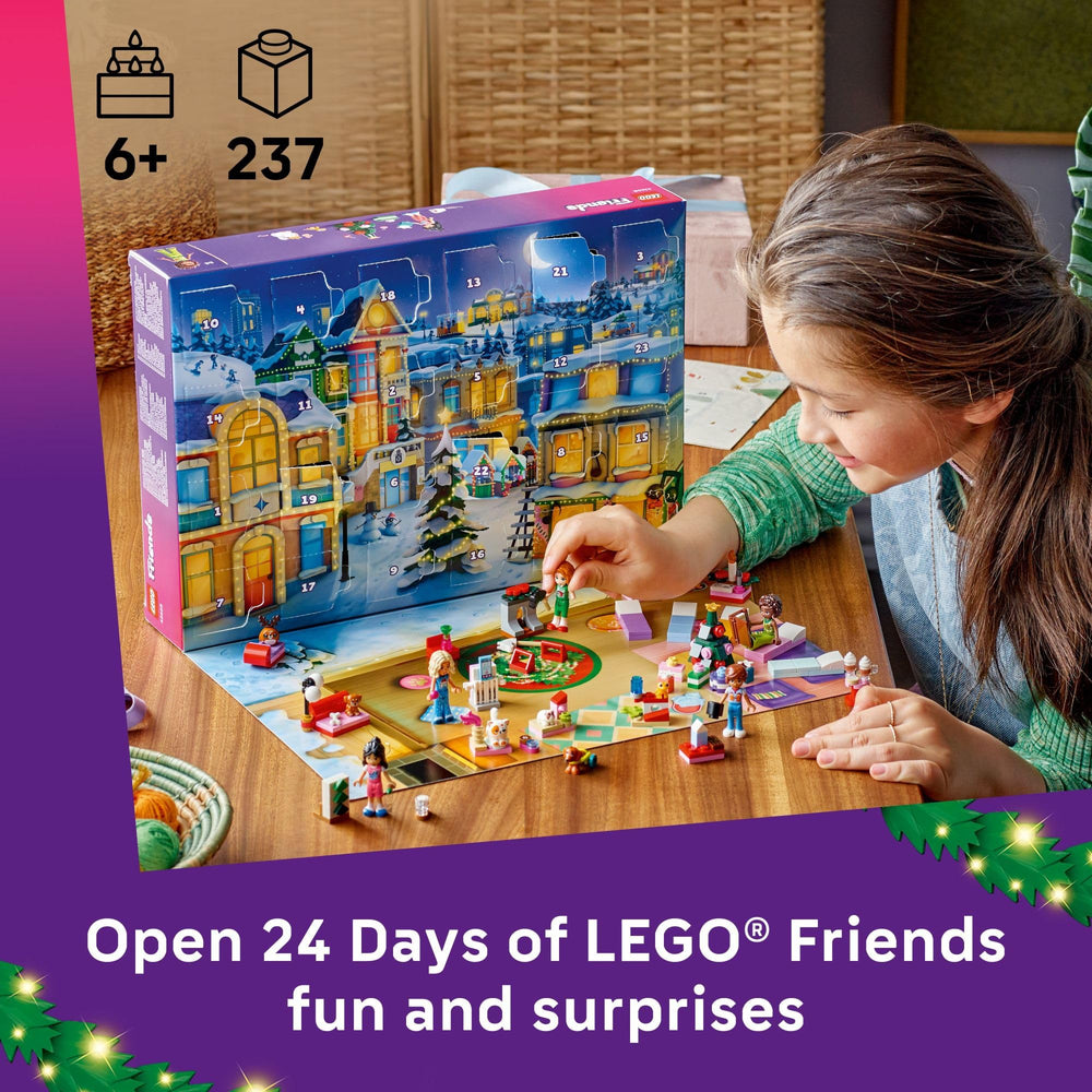 LEGO Friends Advent Calendar 2025 minidolls image features Aliya, Autumn, Liann, Nova and Leo for imaginative stories.