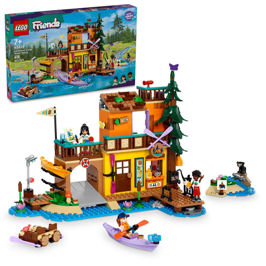 LEGO Friends water sports dock with launching kayaks for imaginative play.