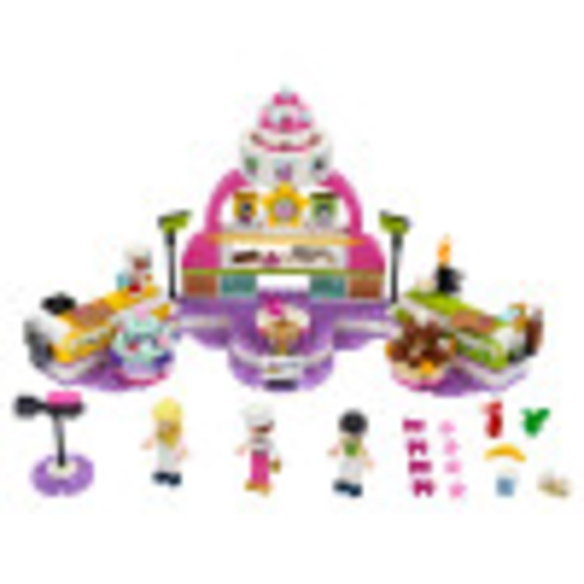 LEGO Friends Baking Competition: two rotating cook stations for dynamic kitchen play.