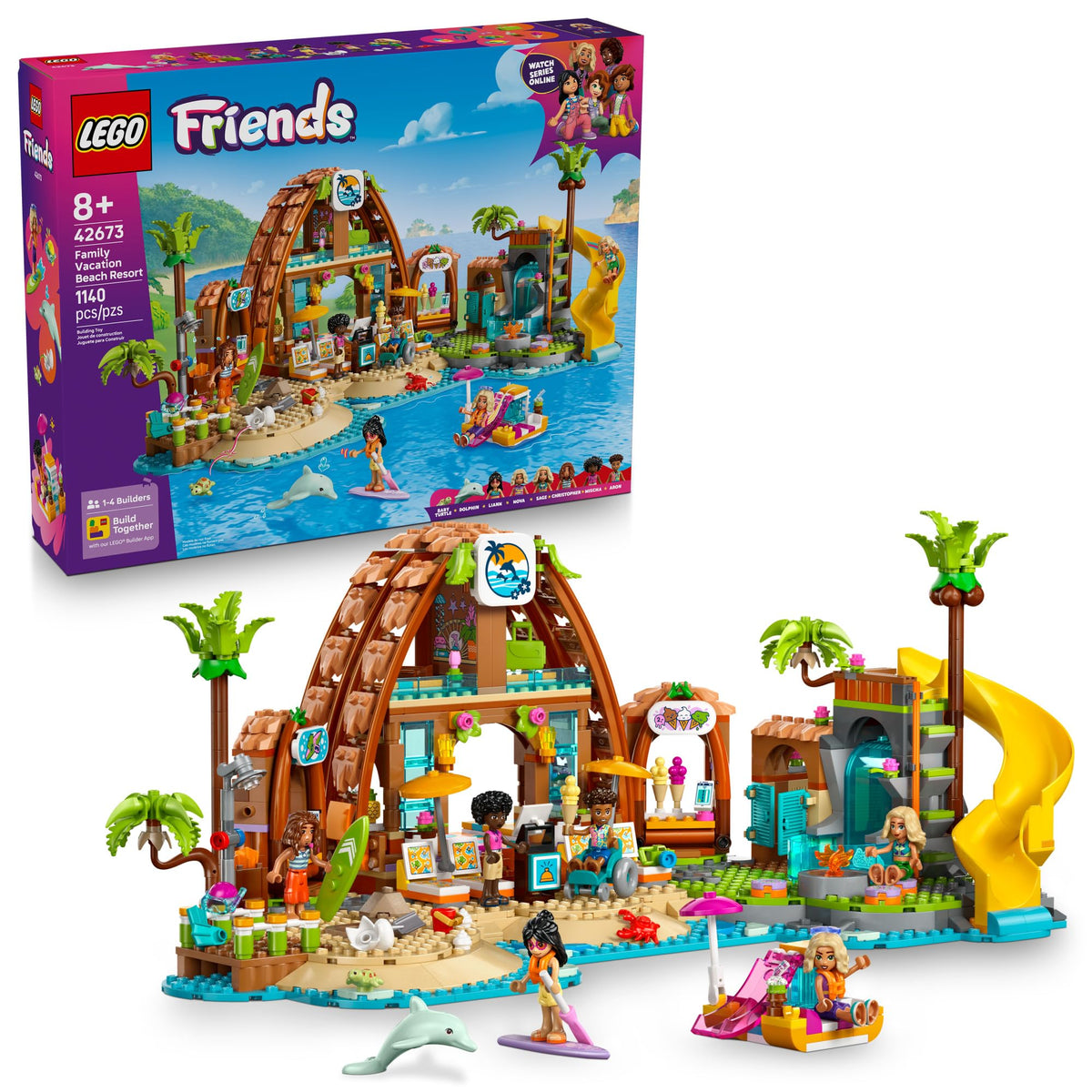 LEGO Friends Beach Resort dolphin figure for imaginative seaside adventures.