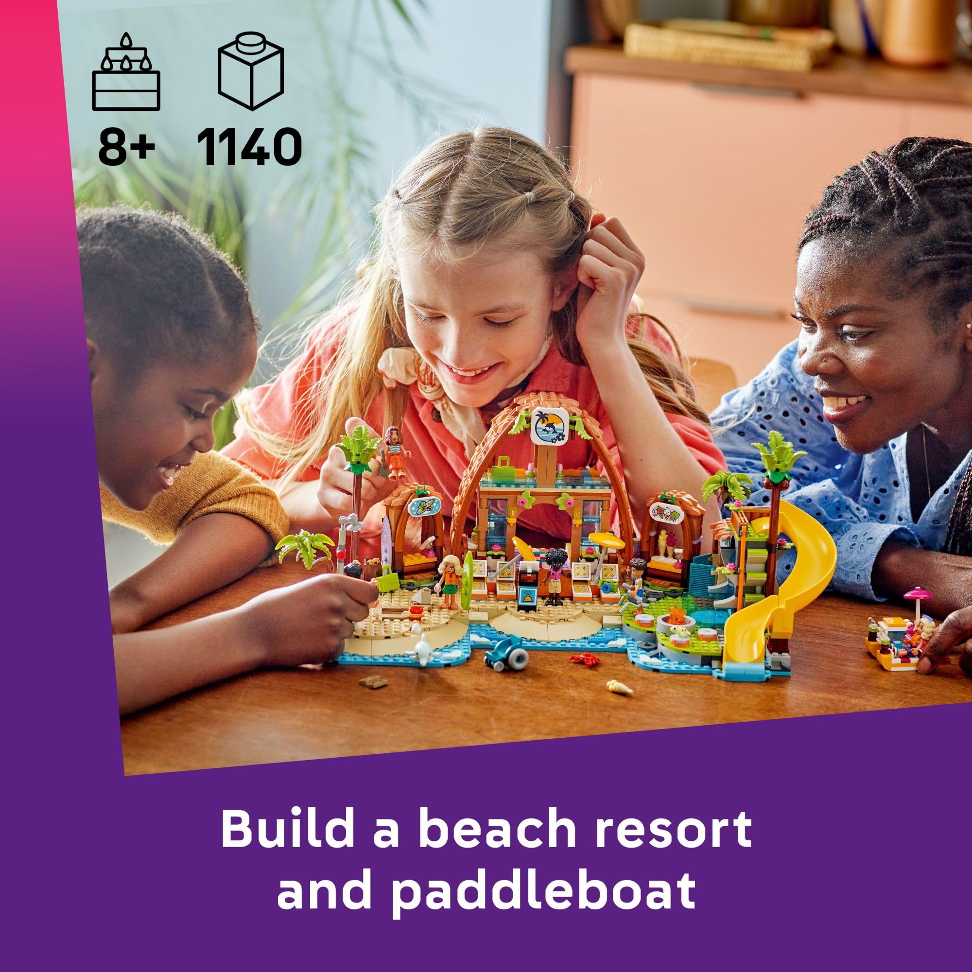 LEGO Friends Beach Resort turtle figure invites underwater exploration during pretend play.