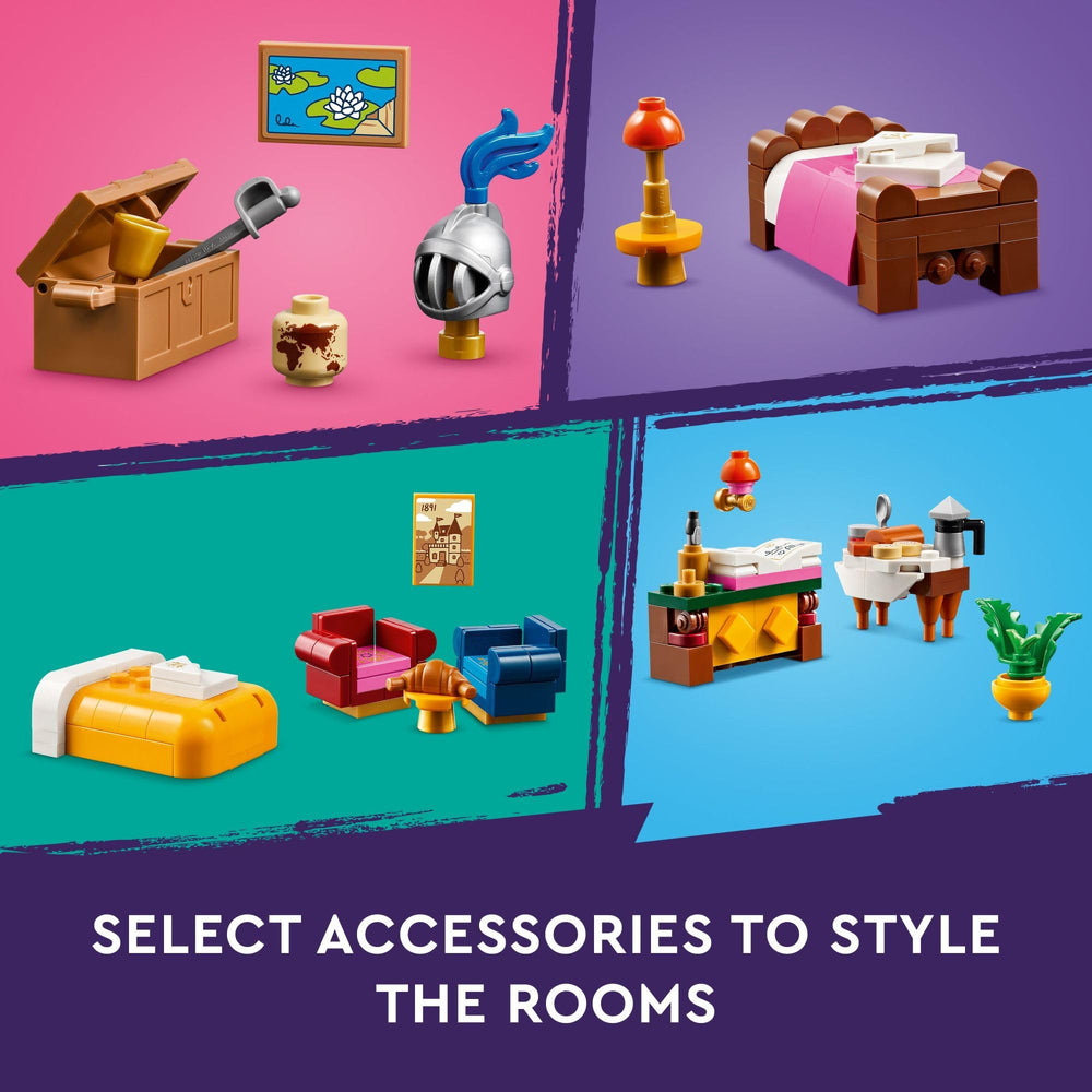 LEGO Friends Castle Bed and Breakfast attic with artifacts sparks treasure-hunt play.