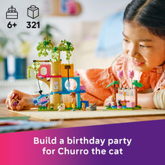 LEGO Friends Cat Birthday Party stage with cats encourages storytelling and social play