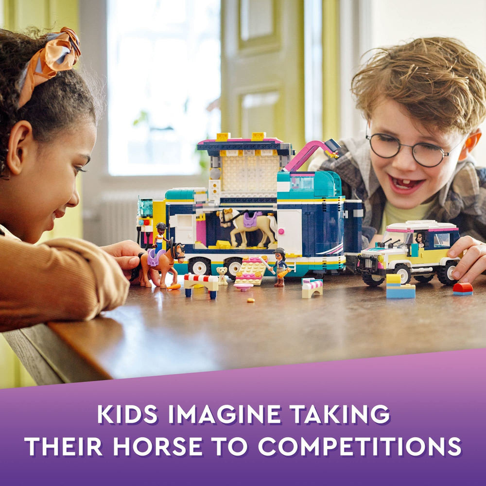 LEGO Friends Horse Show Trailer back access reveals riding accessory room.