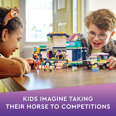 LEGO Friends Horse Show Trailer back access reveals riding accessory room.