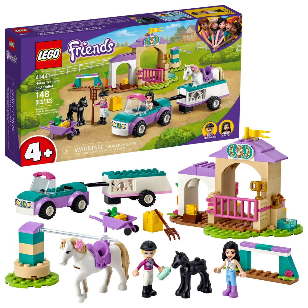 LEGO Friends 41441 car trailer with horse, ideal for imaginative play and storytelling.