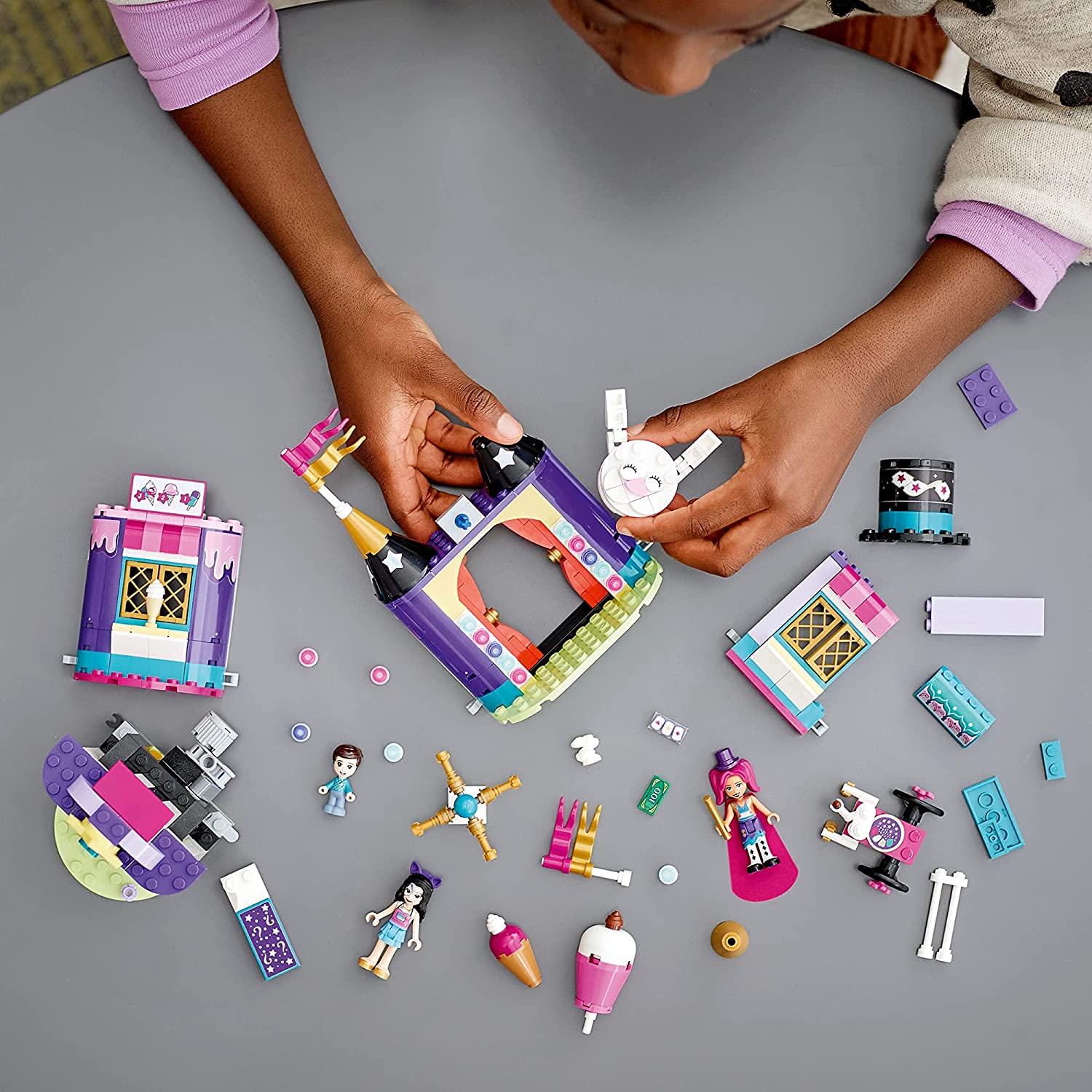 LEGO Friends Magical Funfair Stalls levitation trick adds magical storytelling for playtime