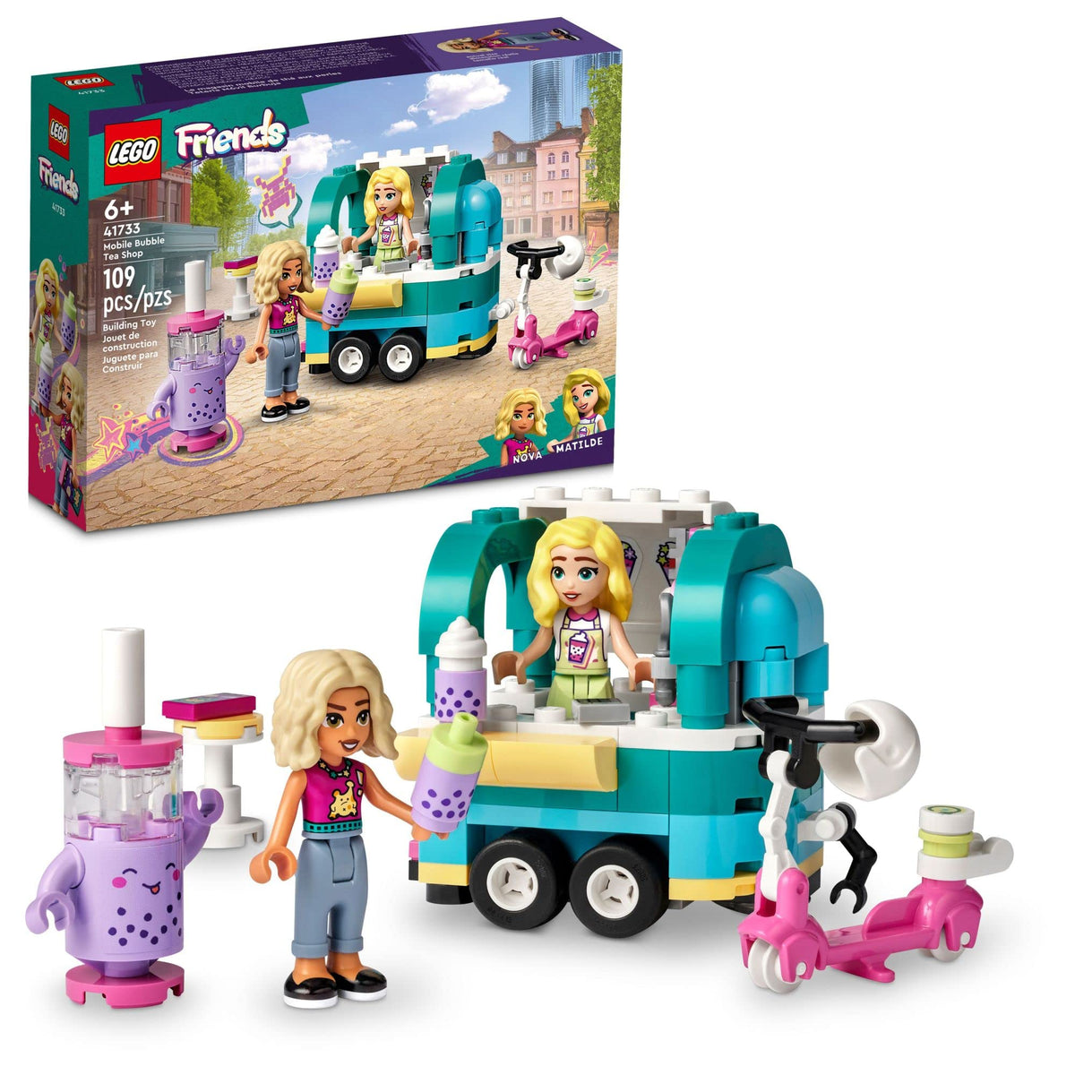 LEGO Friends mobile bubble tea shop cart for imaginative play and pretend cafe adventures