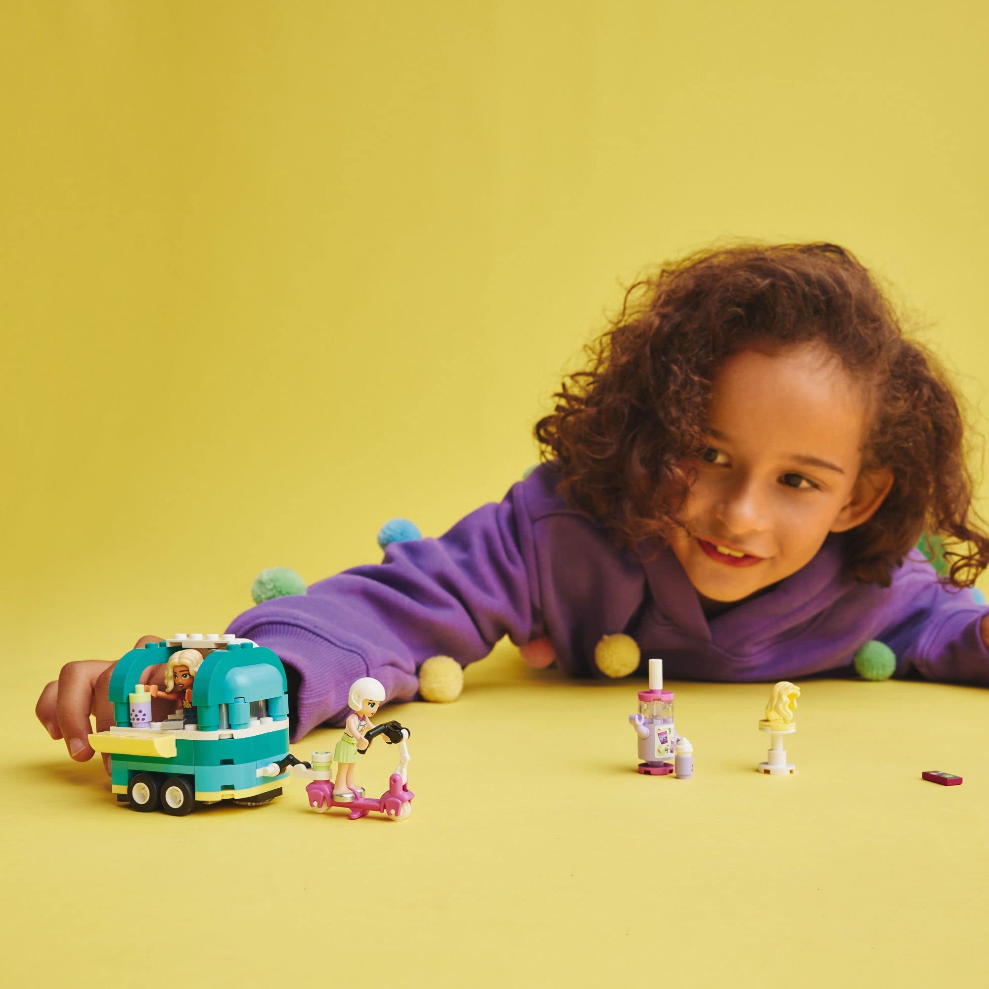 LEGO Friends bubble tea shop scooter enabling quick routes to new customer quests