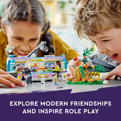 LEGO Friends Newsroom Van interior editing desk enables pretend post-production storytelling.