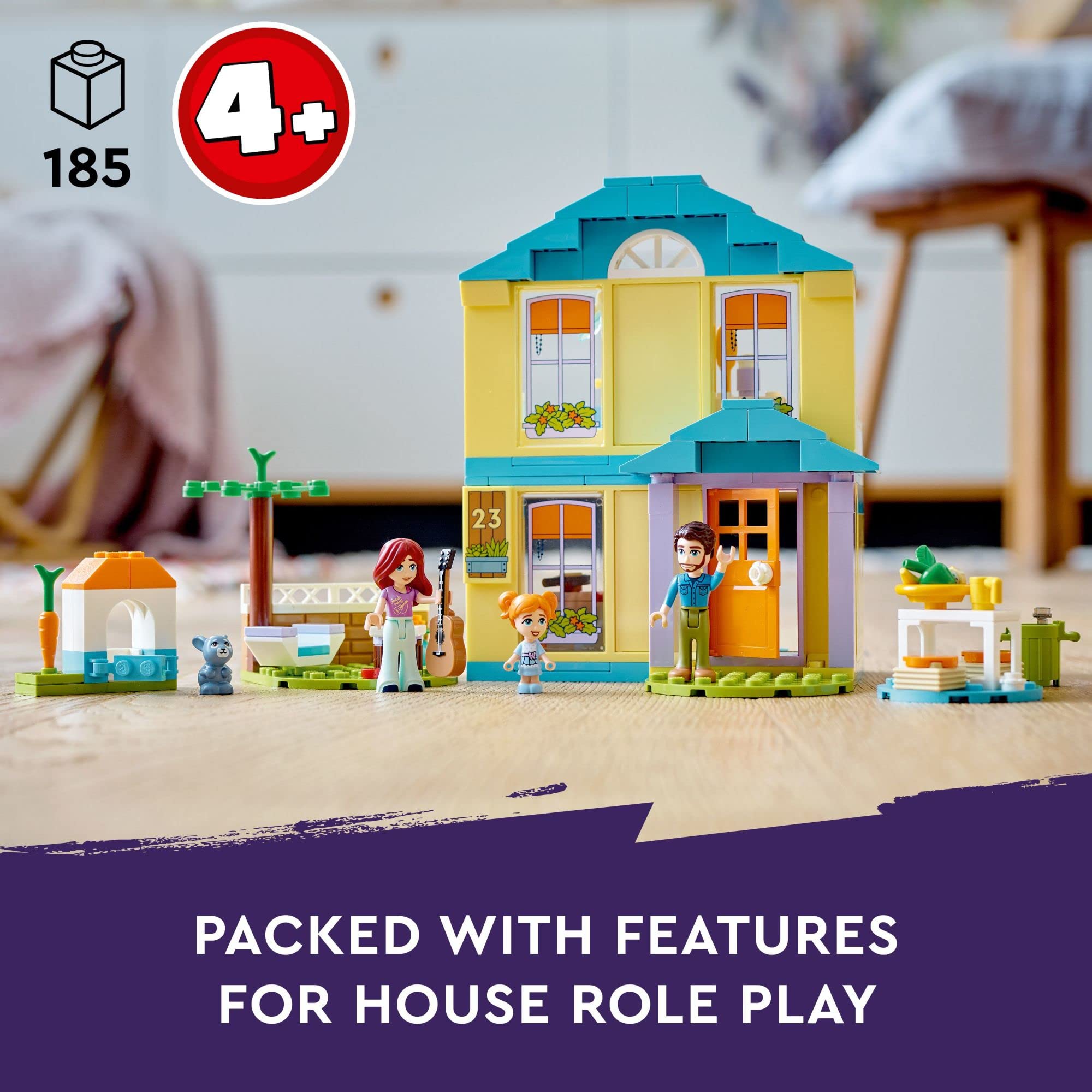 LEGO Friends Paisley’s House bedroom and bathroom scene for daily life role play.