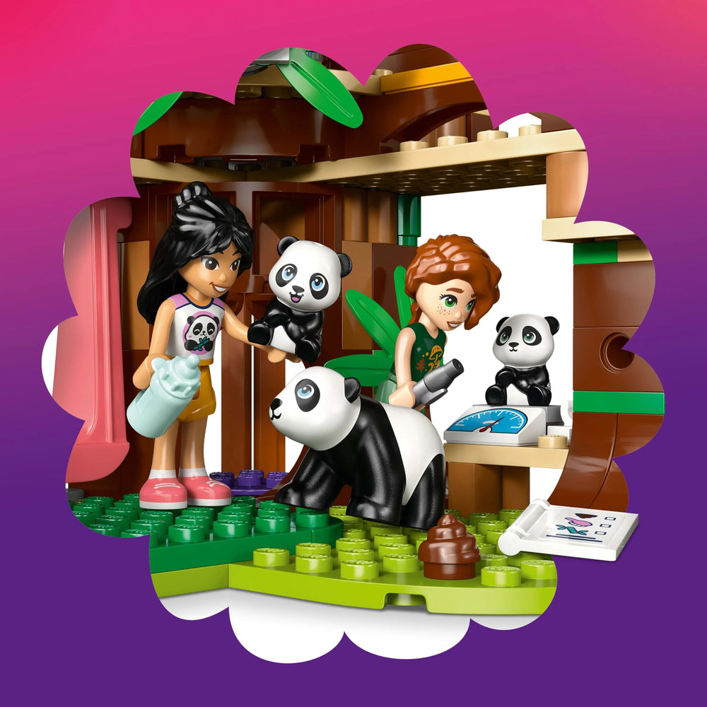 LEGO Friends Panda Sanctuary bamboo and apple accessories fuel pretend feeding.