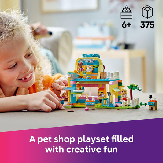 LEGO Friends Pet Accessories Shop grooming station with conveyor belt for grooming play.