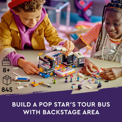 LEGO Friends Pop Star Music Tour Bus side view for expansive role-play setup.
