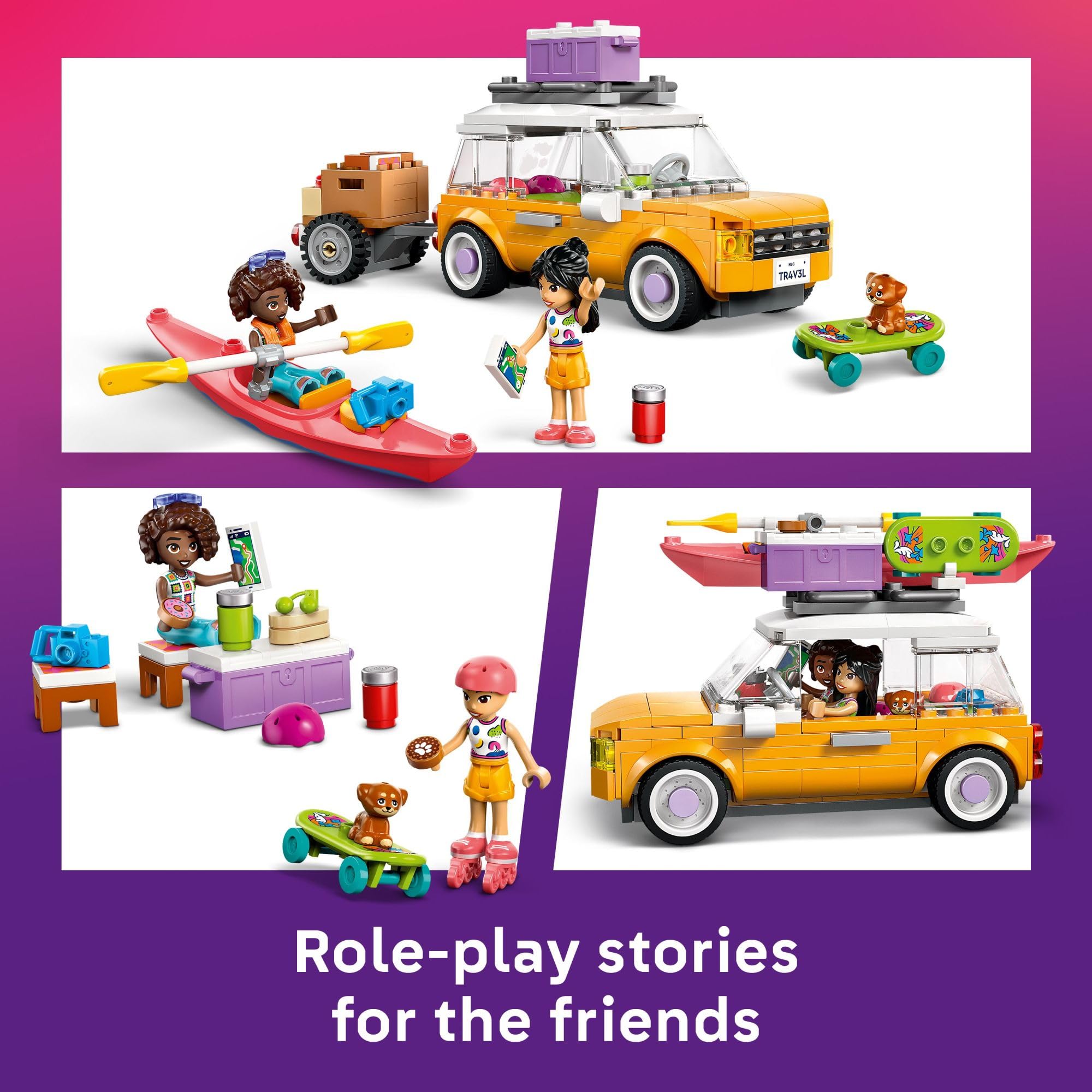 LEGO Friends Road-Trip Car cooler transforms into a mini picnic table.
