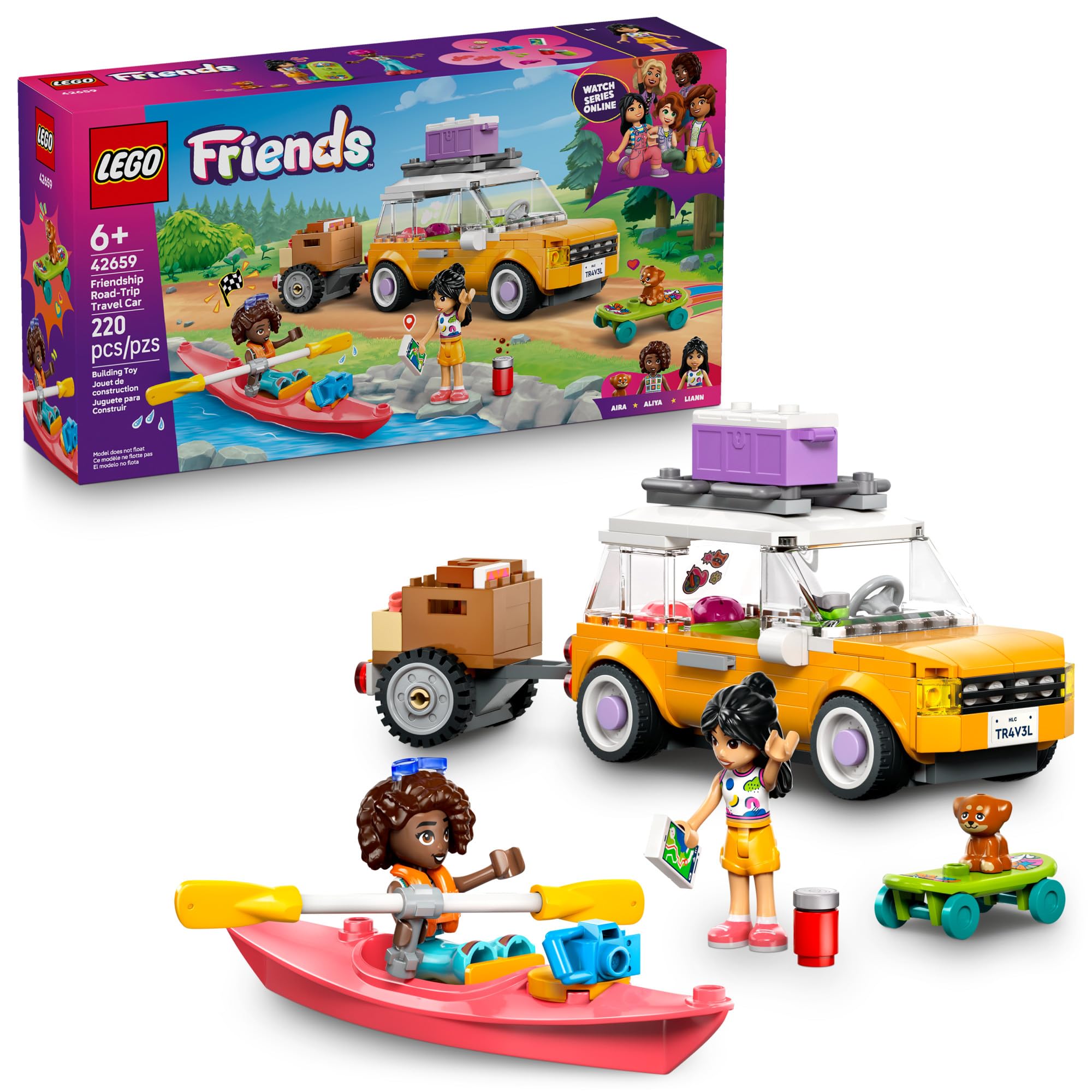 LEGO Friends Road-Trip Car front view for on-the-go storytelling with Liann, Aliya, and Aira.