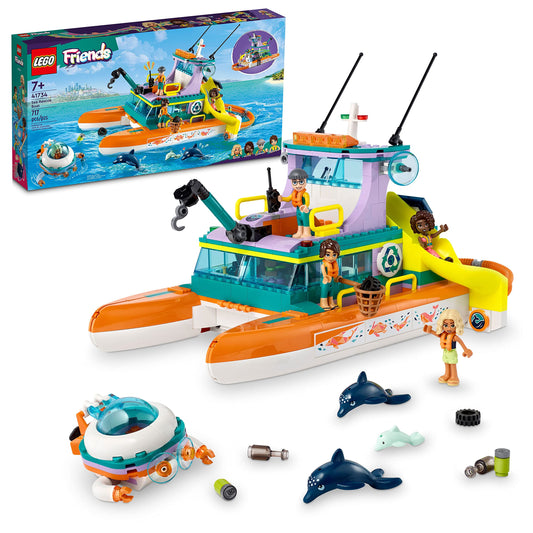 LEGO Friends Sea Rescue Boat catamaran for imaginative ocean missions