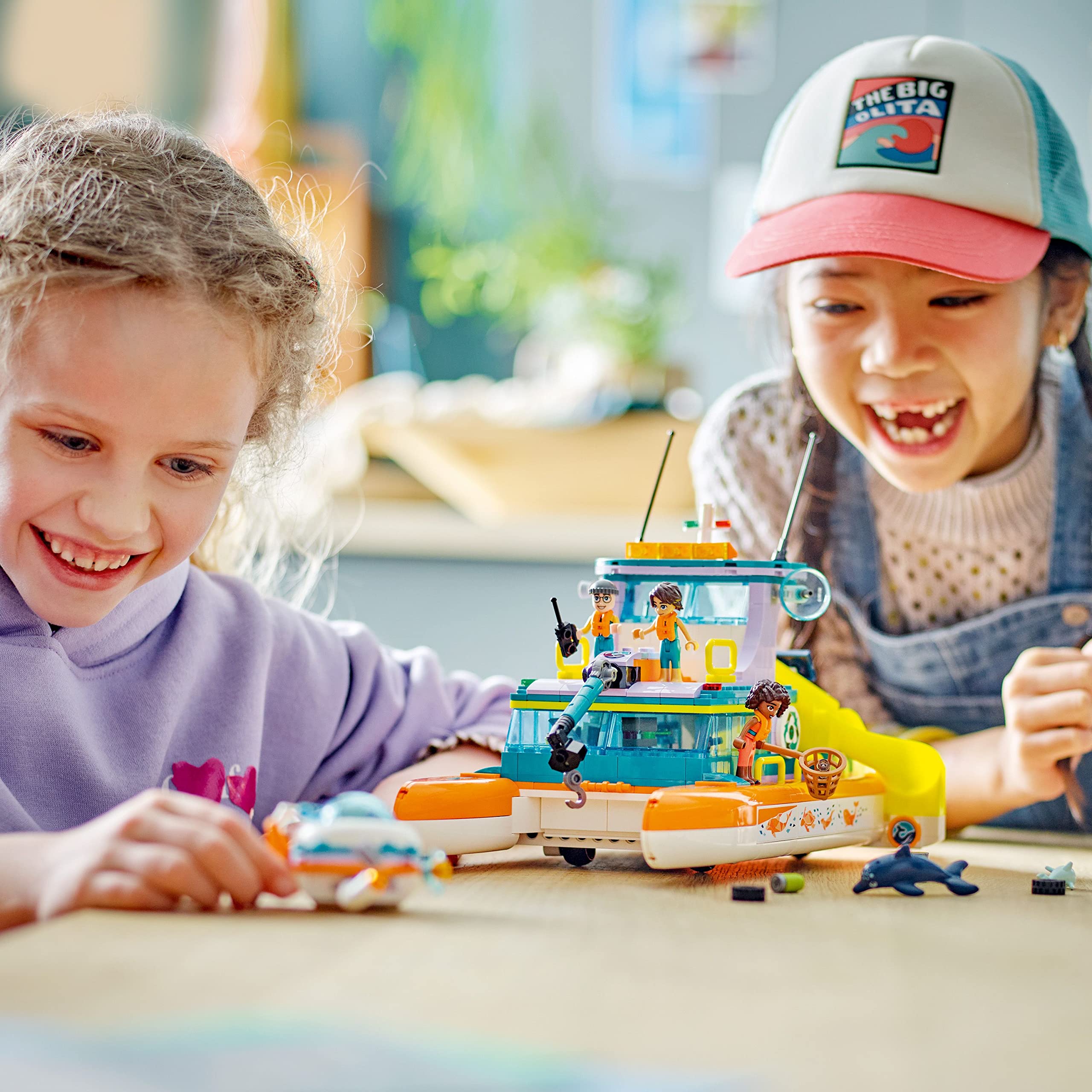 LEGO Friends Sea Rescue Boat rescue net and trash for recycling-themed play