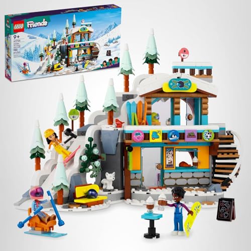 LEGO Friends Holiday Ski Slope and Café snow fox and winter accessories complete scene.