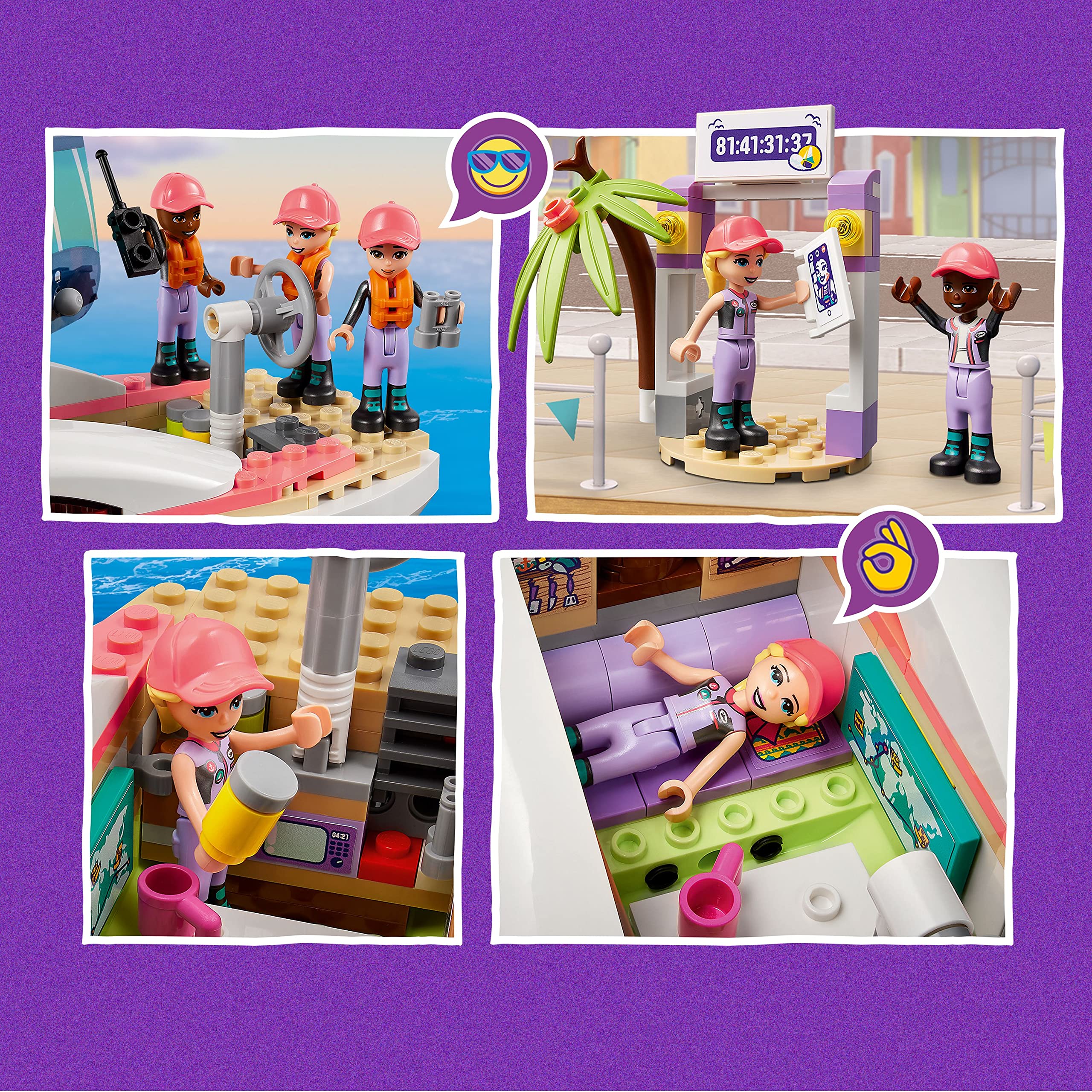 LEGO Friends Stephanie's Sailing Adventure three mini-dolls ready for nautical role-play.