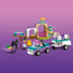 LEGO Friends training kit with grooming tools and jumps supports creative equestrian roleplay.